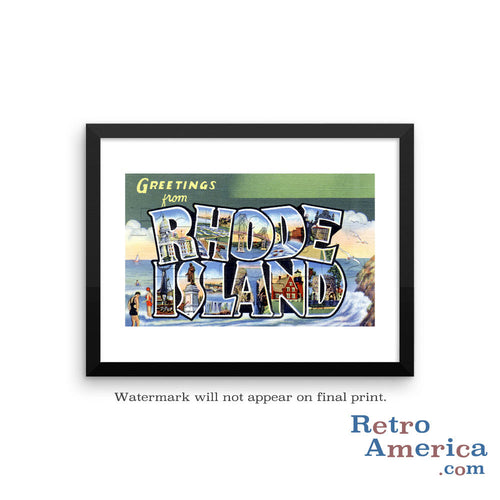 Greetings from Rhode Island RI 2 Postcard Framed Wall Art