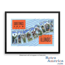 Greetings from Riverside Illinois IL Postcard Framed Wall Art