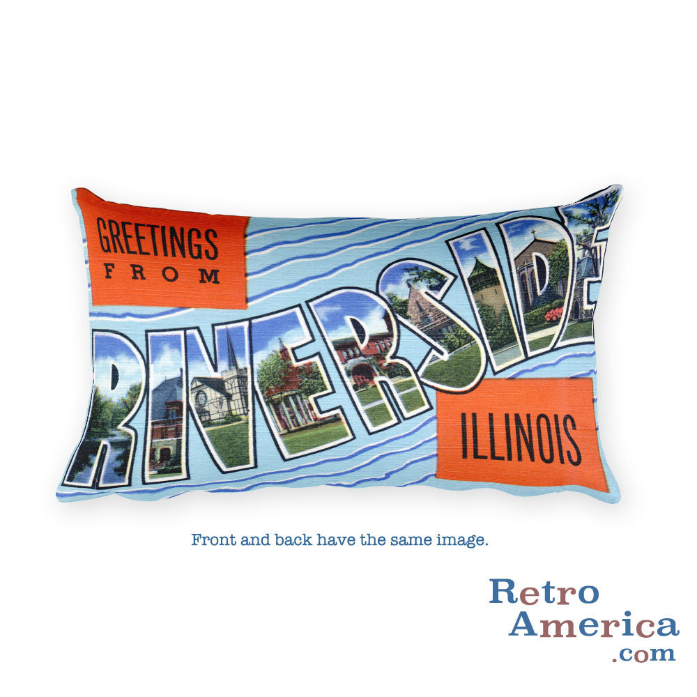 Greetings from Riverside Illinois Throw Pillow