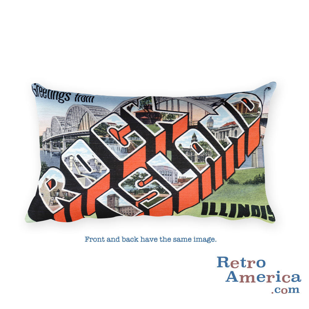 Greetings from Rock Island Illinois Throw Pillow