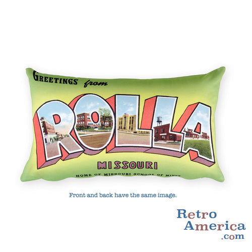 Greetings from Rolla Missouri Throw Pillow