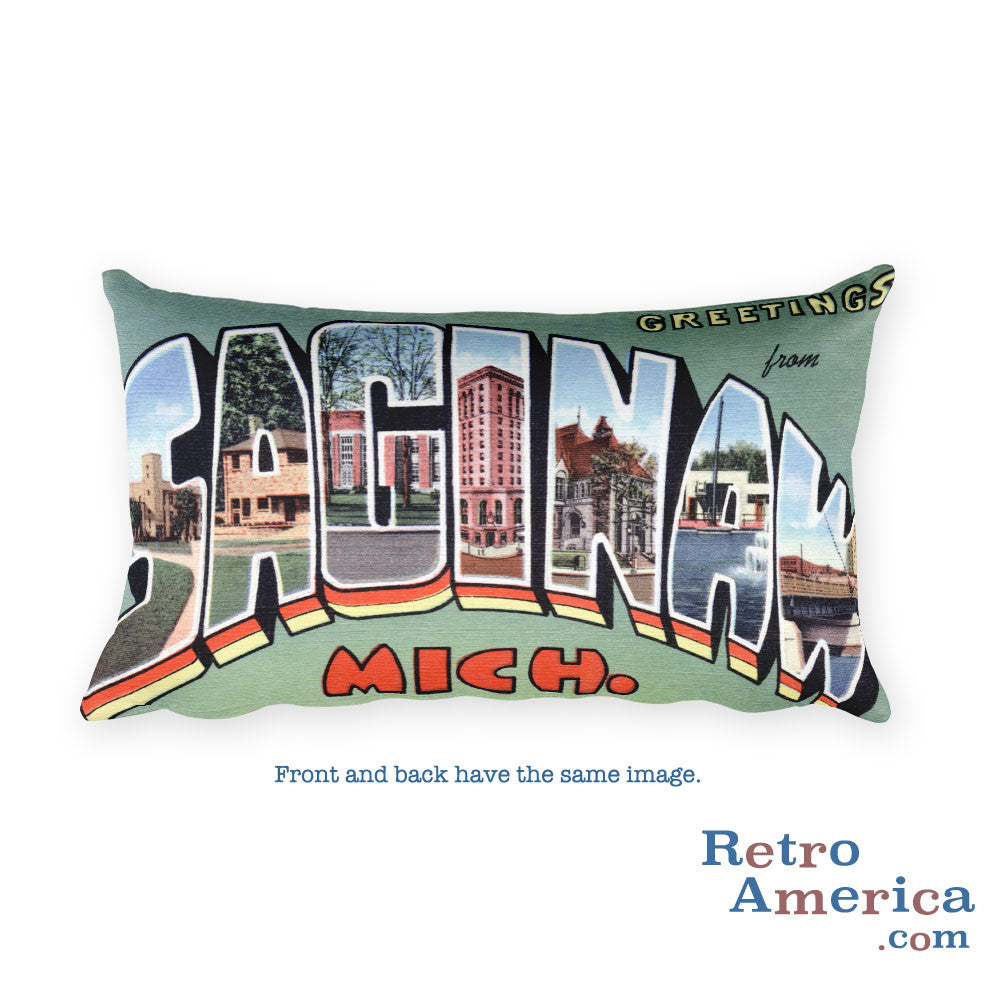 Greetings from Saginaw Michigan Throw Pillow