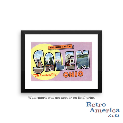 Greetings from Salem Ohio OH Postcard Framed Wall Art