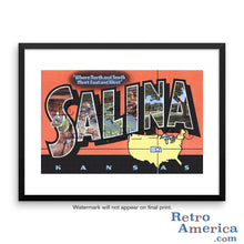 Greetings from Salina Kansas KS Postcard Framed Wall Art