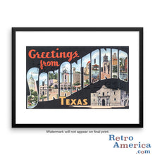 Greetings from San Antonio Texas TX Postcard Framed Wall Art