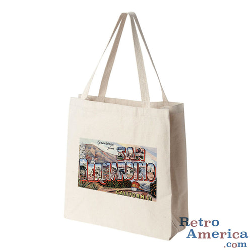 Greetings from San Bernardino California CA Postcard Tote Bag