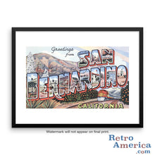 Greetings from San Bernardino California CA Postcard Framed Wall Art