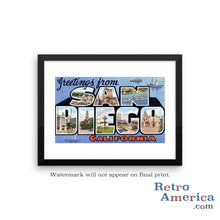 Greetings from San Diego California CA 2 Postcard Framed Wall Art