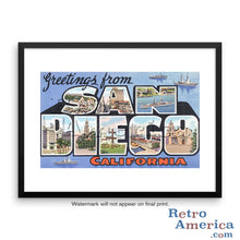 Greetings from San Diego California CA 2 Postcard Framed Wall Art