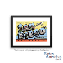 Greetings from San Diego California CA 4 Postcard Framed Wall Art