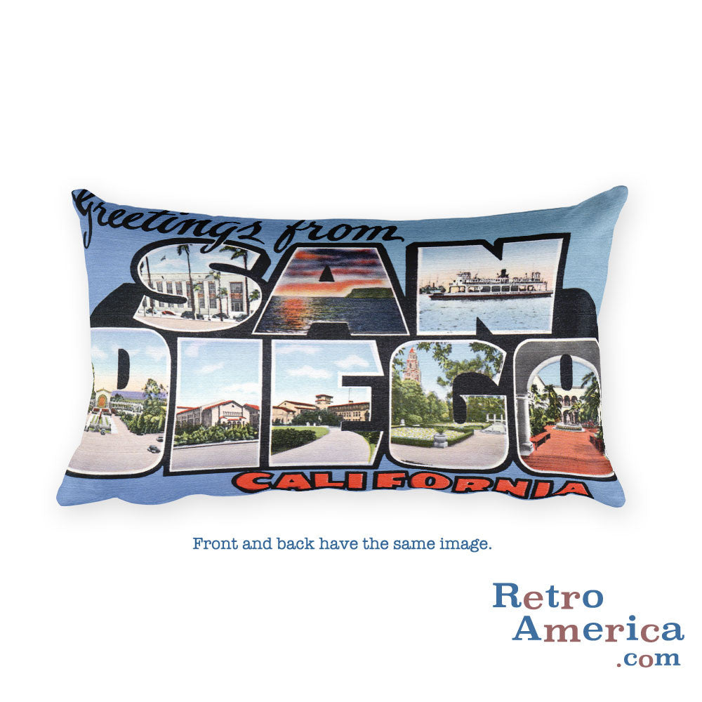 Greetings from San Diego California Throw Pillow 1