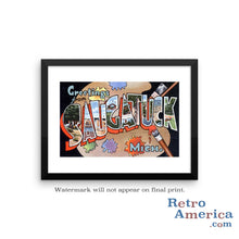 Greetings from Saugatuck Michigan MI Postcard Framed Wall Art