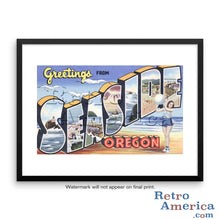 Greetings from Seaside Oregon OR Postcard Framed Wall Art