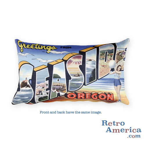 Greetings from Seaside Oregon Throw Pillow