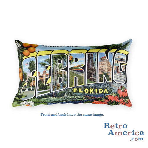 Greetings from Sebring Florida Throw Pillow