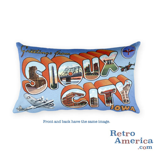 Greetings from Sioux City Iowa Throw Pillow