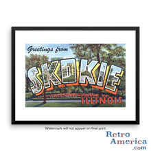 Greetings from Skokie Illinois IL Postcard Framed Wall Art