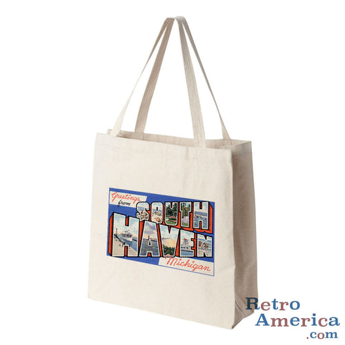 Greetings from South Haven Michigan MI Postcard Tote Bag