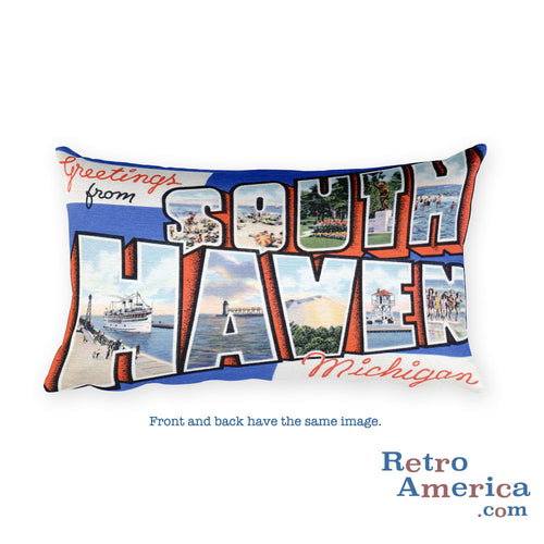 Greetings from South Haven Michigan Throw Pillow