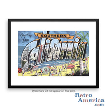Greetings from Southern California CA Postcard Framed Wall Art
