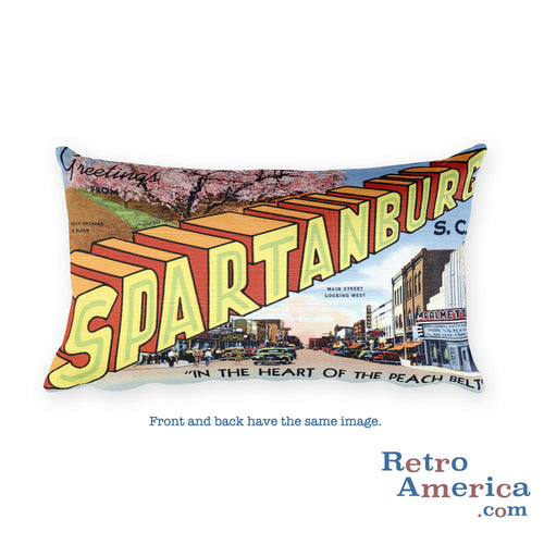 Greetings from Spartanburg South Carolina Throw Pillow 2
