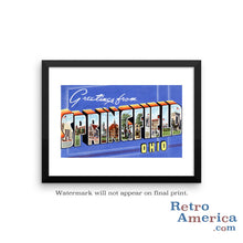 Greetings from Springfield Ohio OH Postcard Framed Wall Art