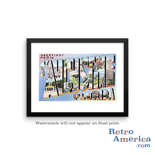 Greetings from St Augustine Florida FL 1 Postcard Framed Wall Art