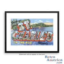 Greetings from St Charles Illinois IL Postcard Framed Wall Art