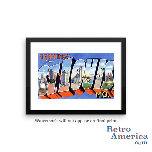 Greetings from St Louis Missouri MO 2 Postcard Framed Wall Art