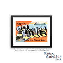 Greetings from St Louis Missouri MO 3 Postcard Framed Wall Art