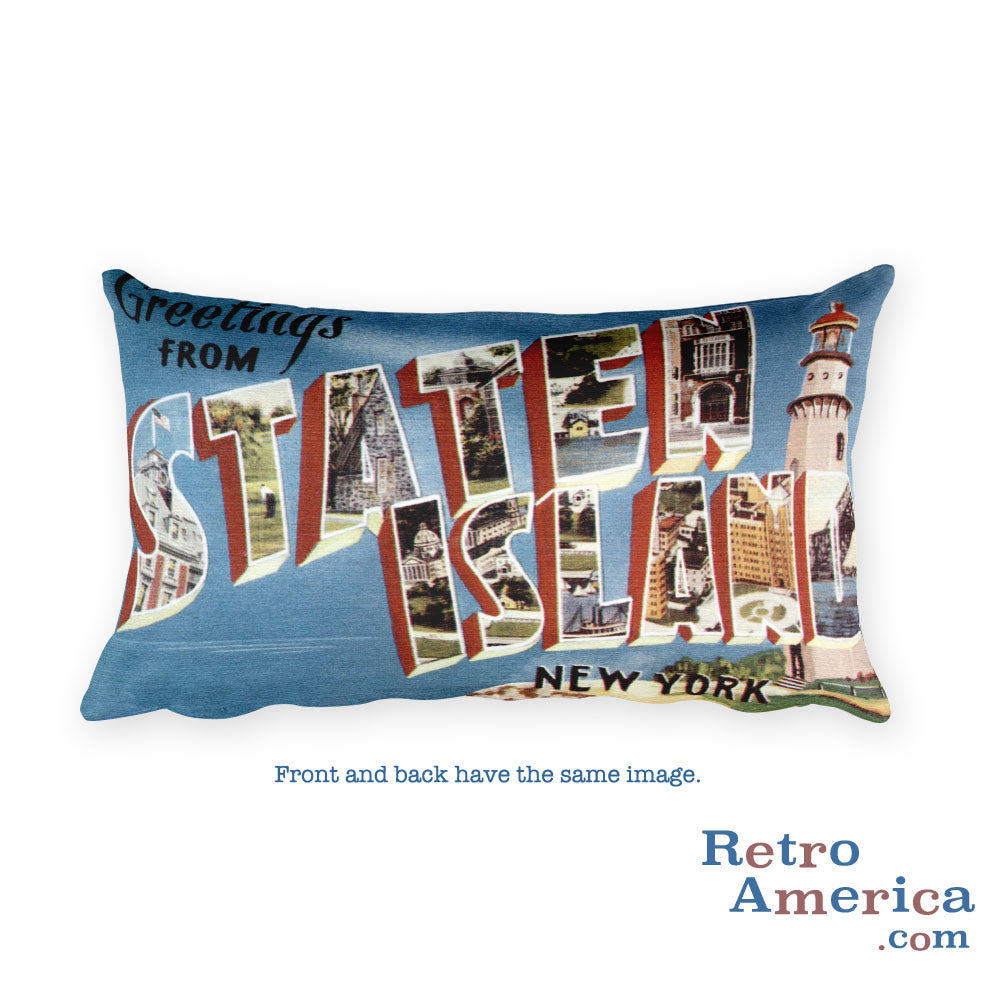 Greetings from Staten Island New York Throw Pillow 1