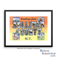 Greetings from Sullivan County New York NY Postcard Framed Wall Art