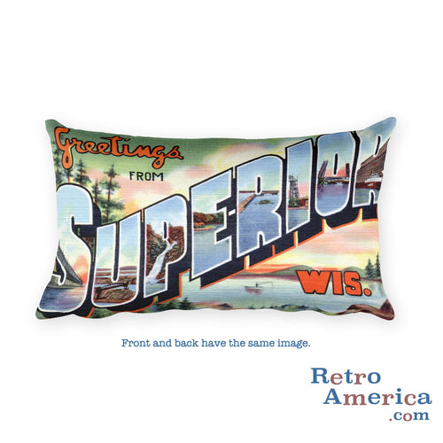 Greetings from Superior Wisconsin Throw Pillow