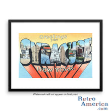 Greetings from Syracuse New York NY 1 Postcard Framed Wall Art