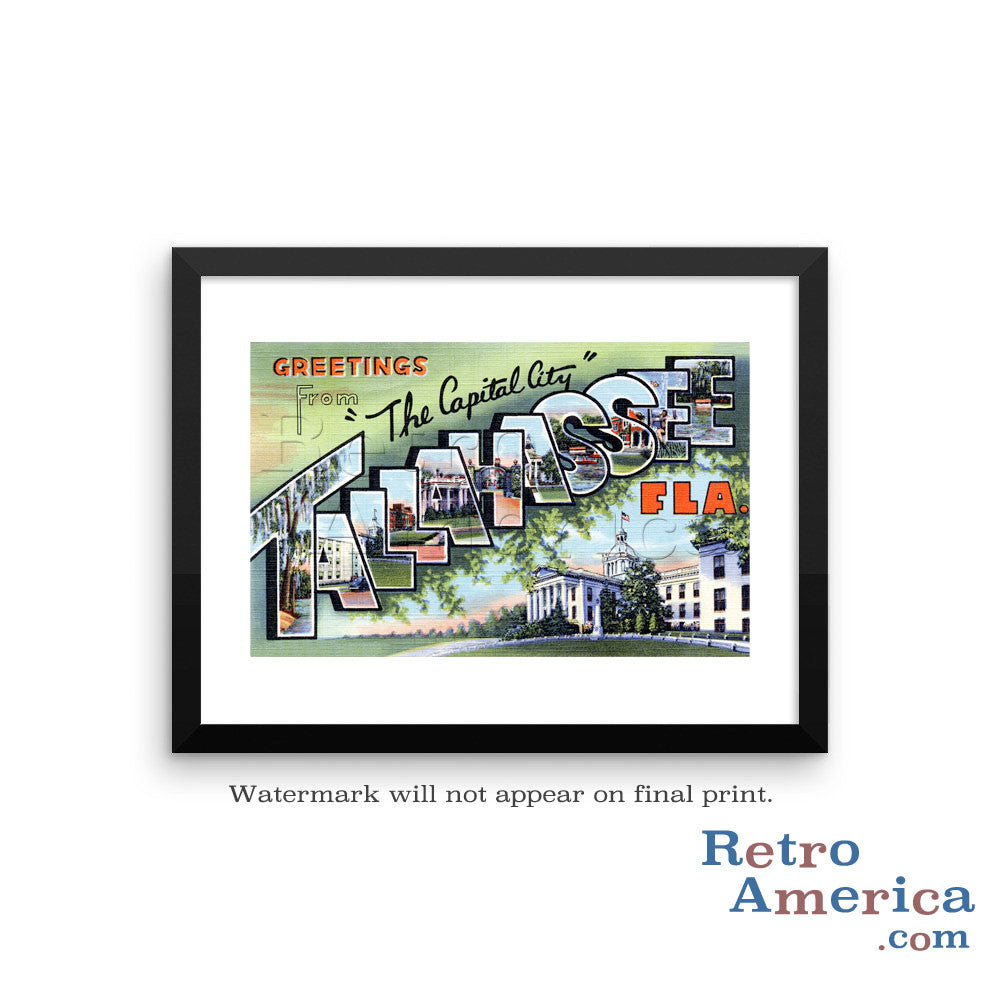 Greetings from Tallahassee Florida FL 1 Postcard Framed Wall Art