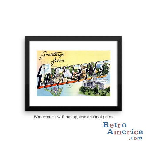 Greetings from Tennessee TN Postcard Framed Wall Art