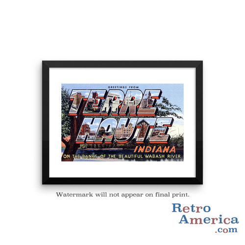 Greetings from Terre Haute Indiana IN 1 Postcard Framed Wall Art