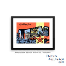 Greetings from Texas TX 5 Postcard Framed Wall Art