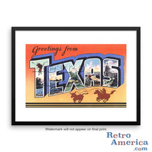 Greetings from Texas TX 6 Postcard Framed Wall Art