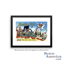 Greetings from Texas TX 8 Postcard Framed Wall Art