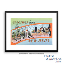 Greetings from The Oranges New Jersey NJ Postcard Framed Wall Art