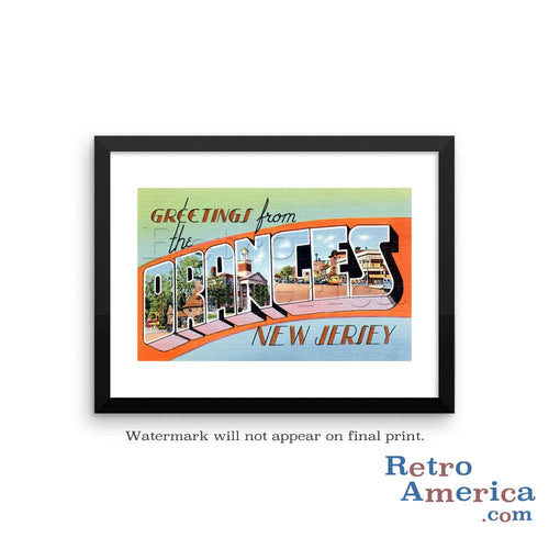 Greetings from The Oranges New Jersey NJ Postcard Framed Wall Art