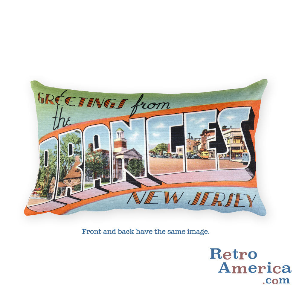 Greetings from The Oranges New Jersey Throw Pillow