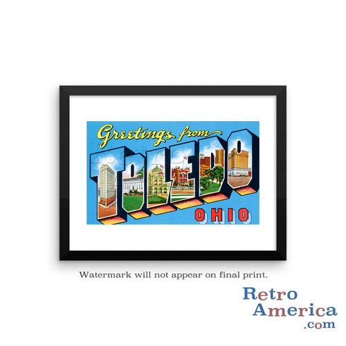 Greetings from Toledo Ohio OH 1 Postcard Framed Wall Art