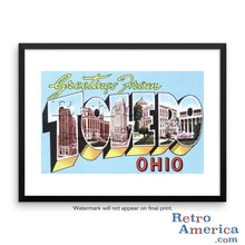 Greetings from Toledo Ohio OH 2 Postcard Framed Wall Art