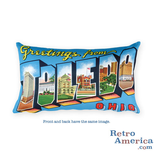 Greetings from Toledo Ohio Throw Pillow 1