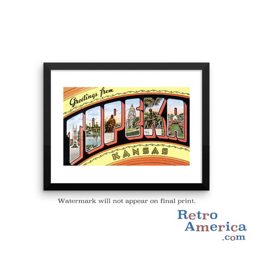 Greetings from Topeka Kansas KS 1 Postcard Framed Wall Art