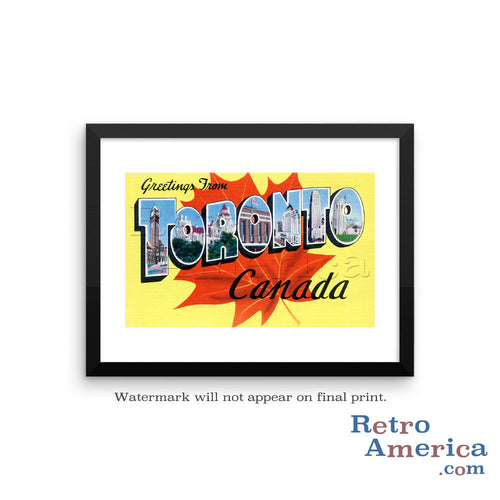Greetings from Toronto Canada Canada 1 Postcard Framed Wall Art