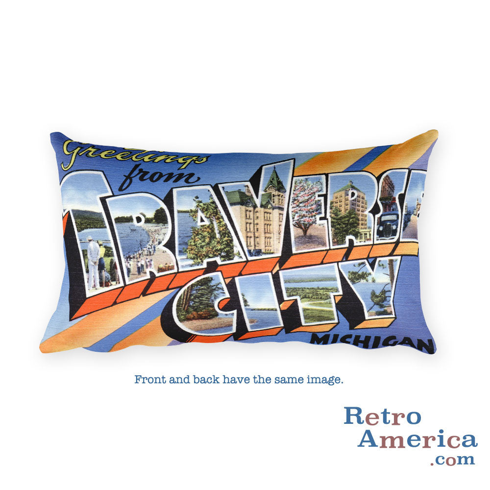 Greetings from Traverse City Michigan Throw Pillow