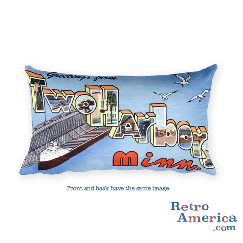 Greetings from Two Harbors Minnesota Throw Pillow